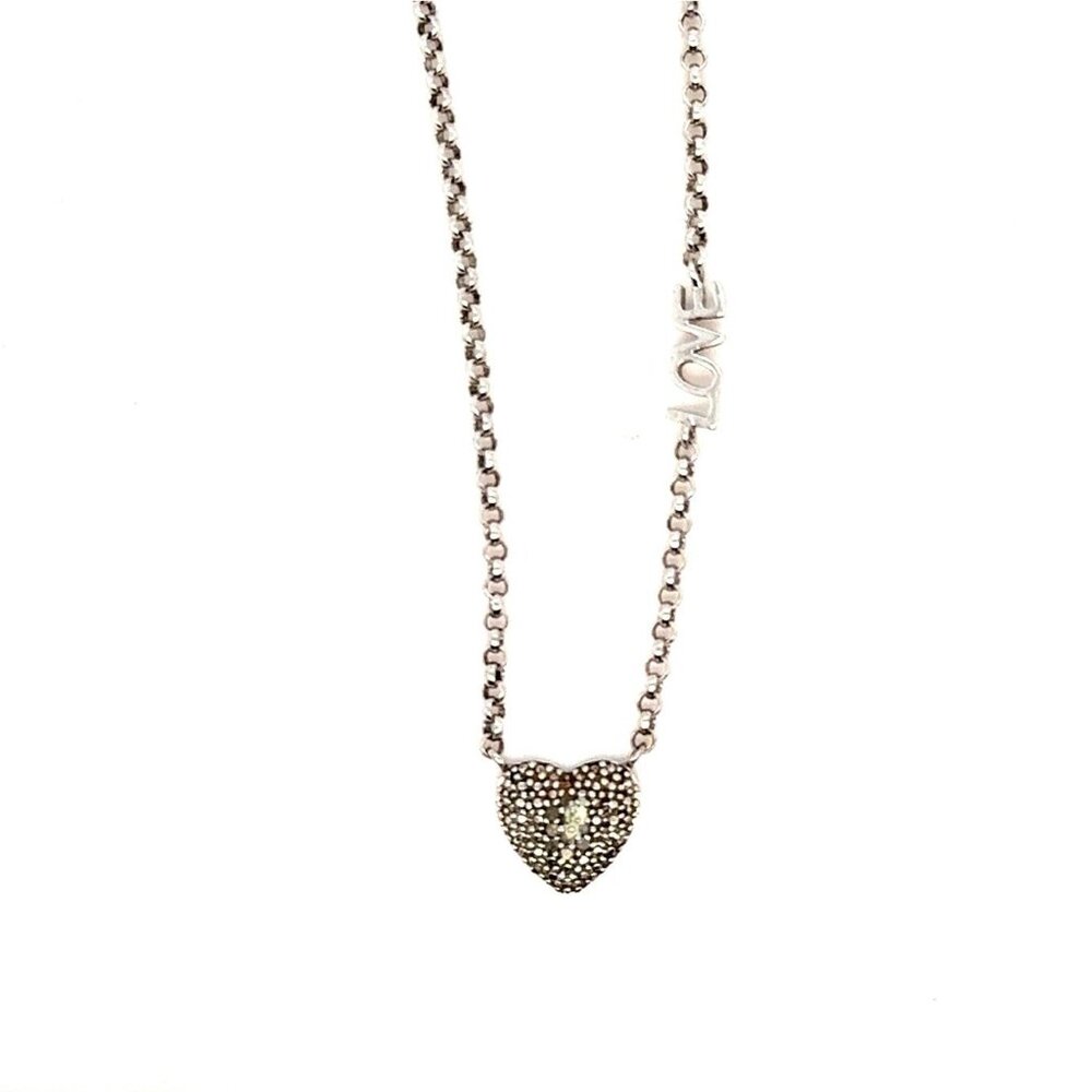 925 Silver Pave Stones Love Necklace‎